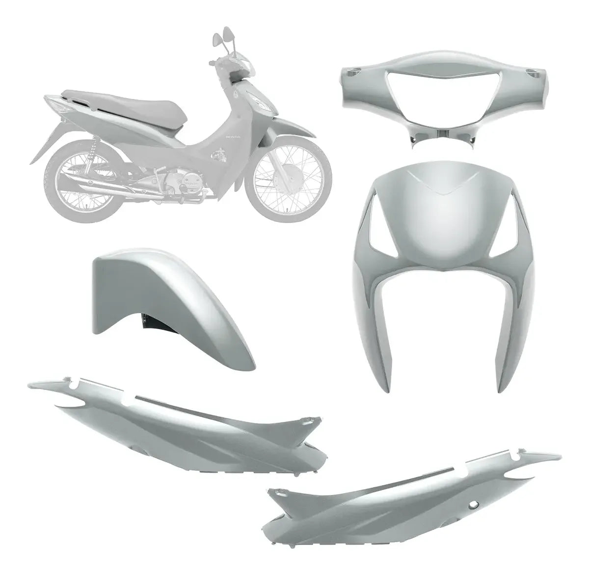 CARENAGEM CONJUNTO COMPLETO BIZ 125 + 08/09 PRATA METALICO - SPORTIVE